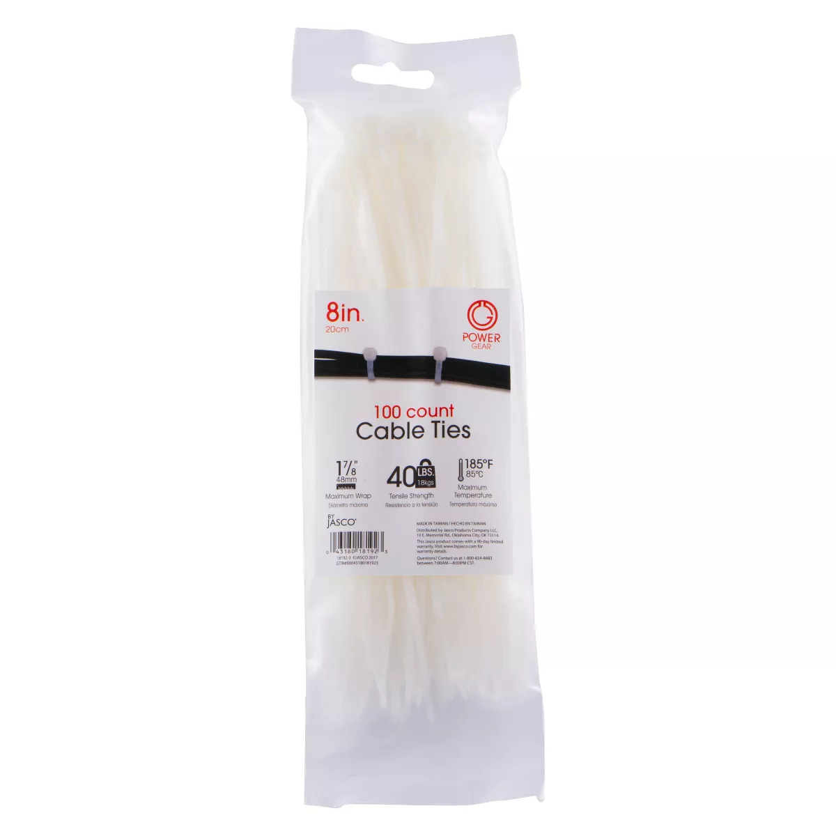 Power Gear 100pk Cable Ties Clear