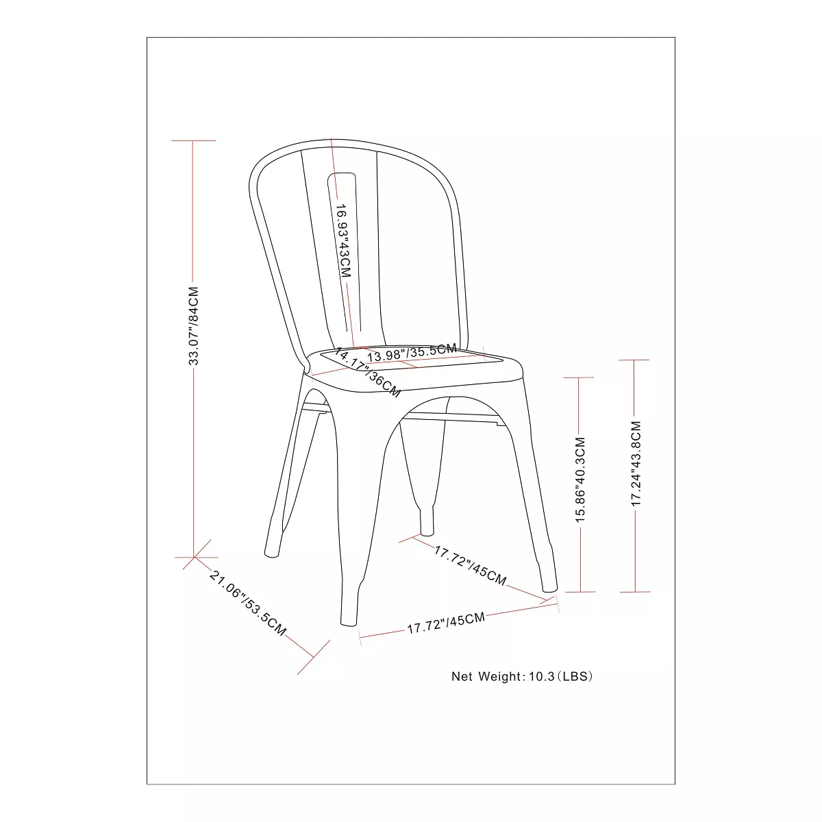 Set of 2 Freya Metal Dining Side Chair Distressed Black/Copper - WyndenHall