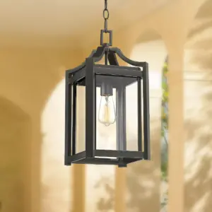 Franklin Iron Works Rustic Farmhouse Outdoor Ceiling Light Hanging Black 17
