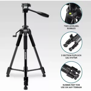 Polaroid 57-Inch Photo/Video Tripod with Deluxe Tripod Carrying Case for Digital Cameras and Camcorders