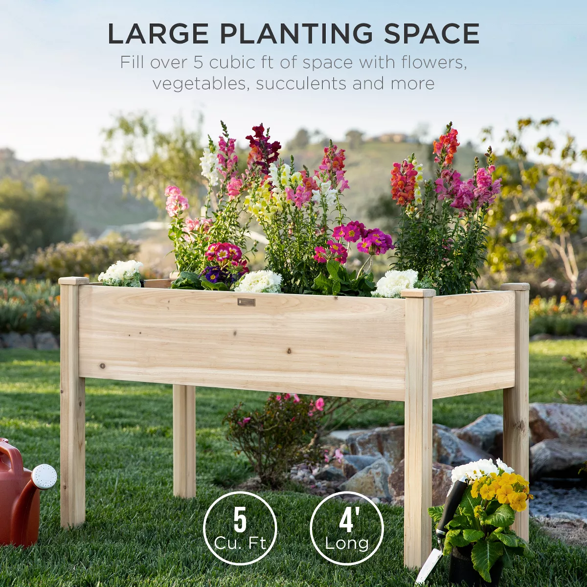 Best Choice Products 48x24x30in Raised Garden Bed, Elevated Wood Planter Box Stand for Backyard, Patio w/ Bed Liner