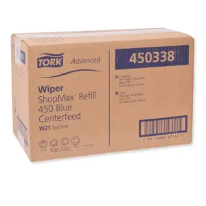 Tork 450338 Advanced ShopMax Soft Durable Cleaning Wiper 450 Centerfeed Refill for Home, Office, or Janitorial Cleaning, Blue (2 Pack)
