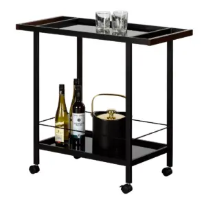 City Life Metal Bar Cart On Wheels Black - South Shore