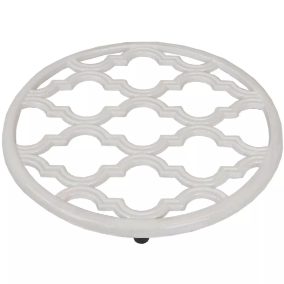 Home Basics Lattice Collection Cast Iron Trivet, White