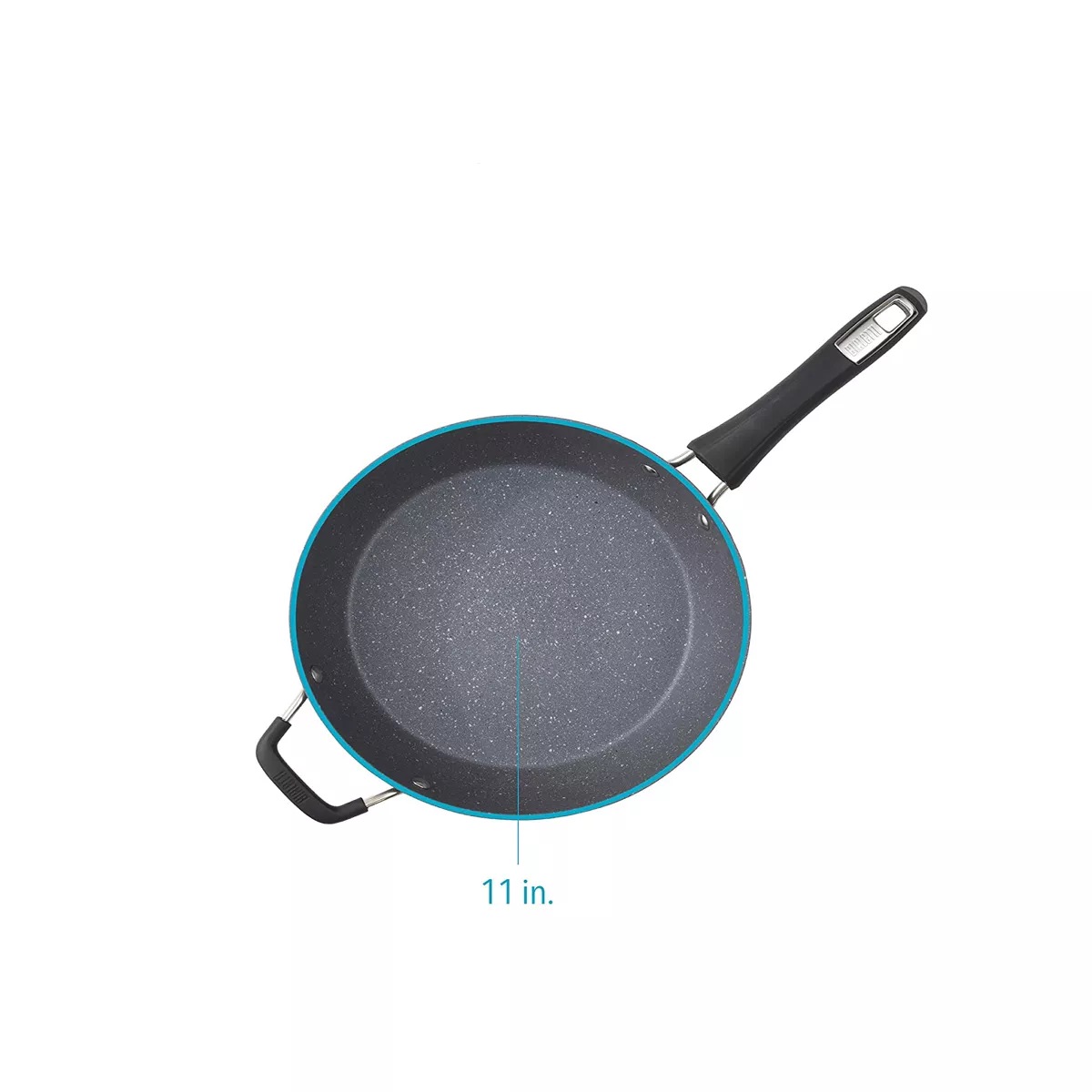 Bialetti 7554 Impact Covered Nonstick Heavy Gauge Aluminum Oven Safe 11 Inch Deep Saute Kitchen Pan with Silicone Handle and Glass Lid, Gray