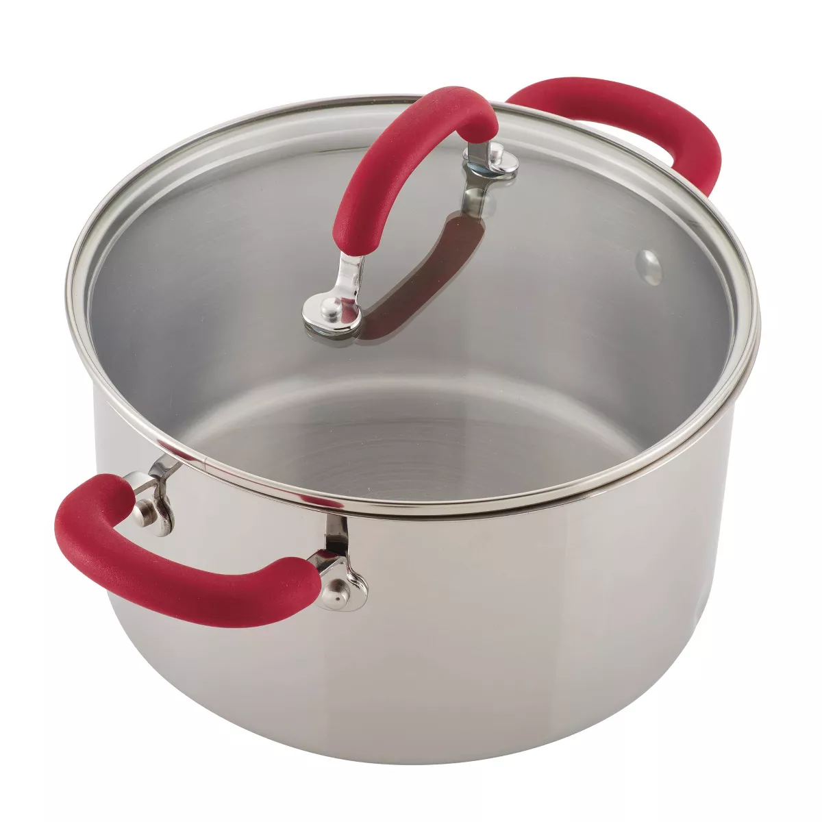 Rachael Ray 10pc Create Delicious Stainless Steel Cookware Set Red Handles