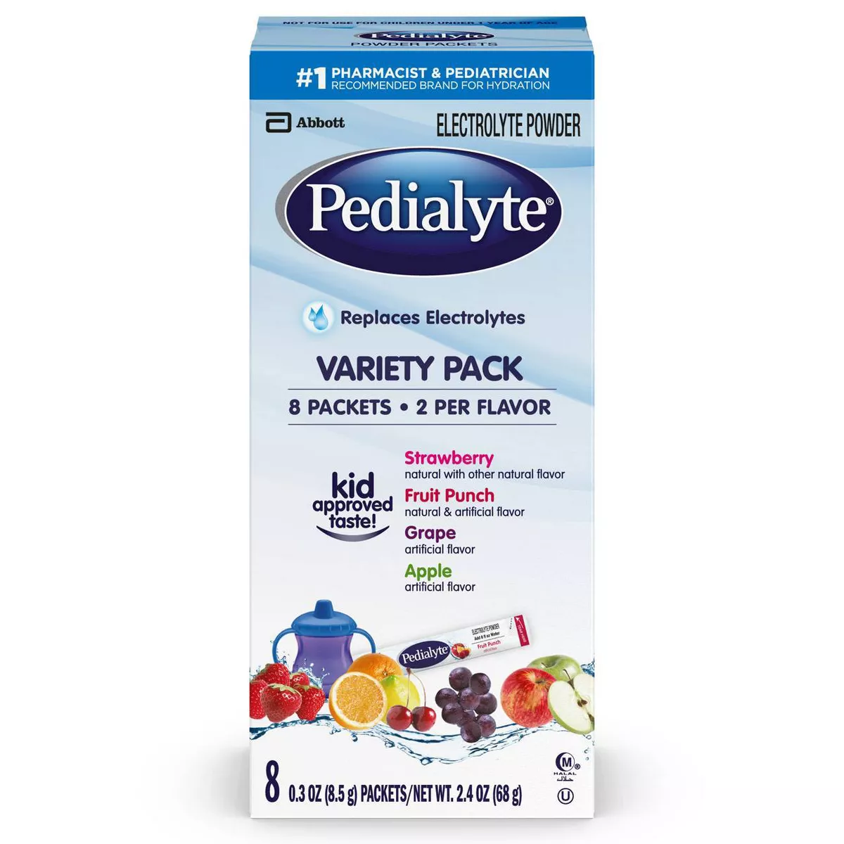 Pedialyte Electrolyte Powder Variety Pack - 2.4oz Total