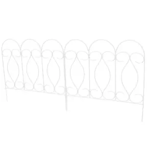 Sunnydaze Outdoor Lawn and Garden Metal Traditional Style Decorative Border Fence Panel Set - 10' - White - 5pk