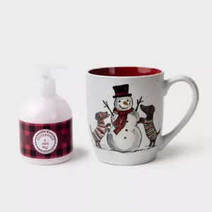 16oz Ceramic Merry Christmas Mug and Lotion Gift Set - Peppermint & Pine