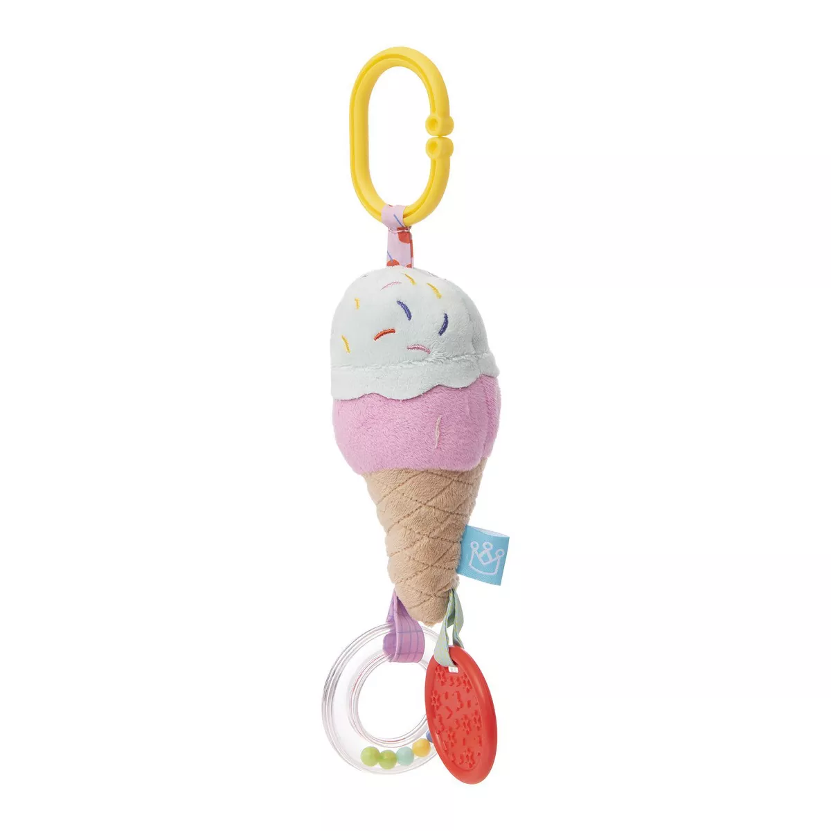 Manhattan Toy Cherry Blossom Days Ice Cream Cone Travel Toy with Rattle Ring, Cone Rattle and Textured BPA Free Teether
