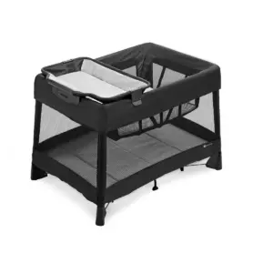 4moms breeze plus playard | Easy, One-Handed Setup | with Removable Bassinet & Flip Changer | Black
