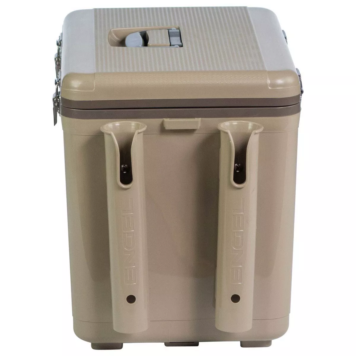 Engel 30-Quart 48 Can Portable Leak-Proof Compact Lightweight Insulated Airtight Hard Drybox Cooler with 4 Rod Holders for Fishing, and Camping, Tan