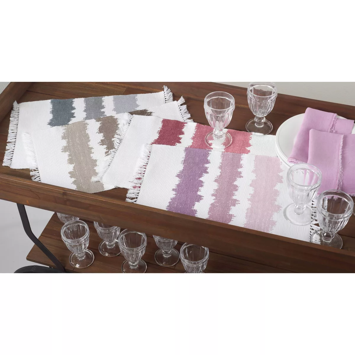 Ribbed Ombré Design Placemats Rouge (Set of 4)