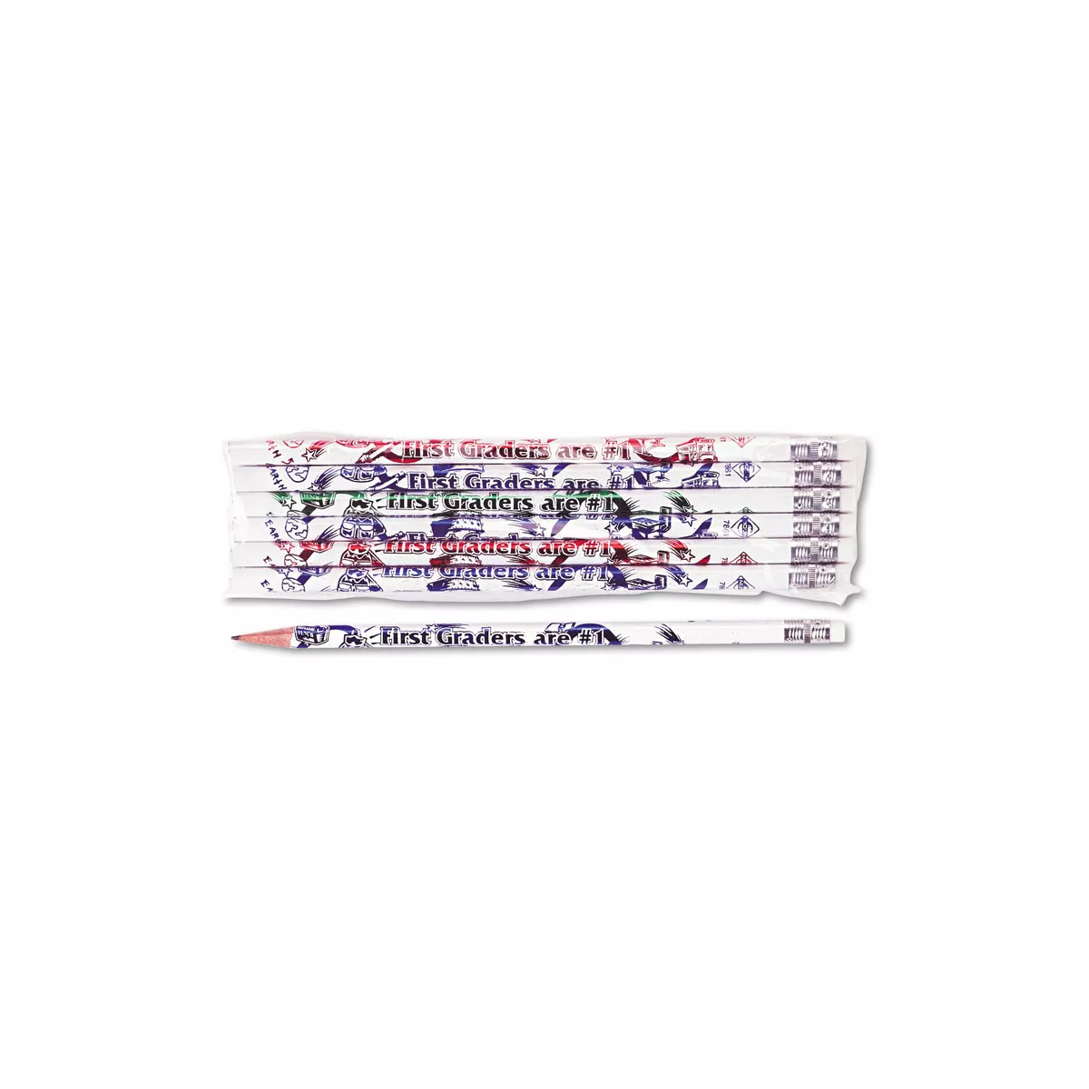 Moon Products Decorated Wood Pencil First Graders Are #1 #2 White Dozen 7861B