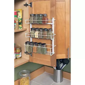 ClosetMaid Adjustable 3 Shelf Spice Rack Organizer Kitchen Pantry Storage for Cabinet Door or Wall Mount with Metal Shelves, White