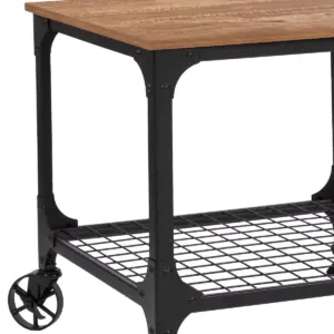 Emma and Oliver Industrial Rustic Wood Grain Kitchen Bar Cart w/ Wire Rack Bottom
