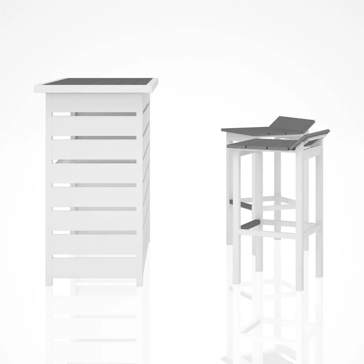Ariesa 3pc Outdoor Bar Set - White & Gray - CosmoLiving