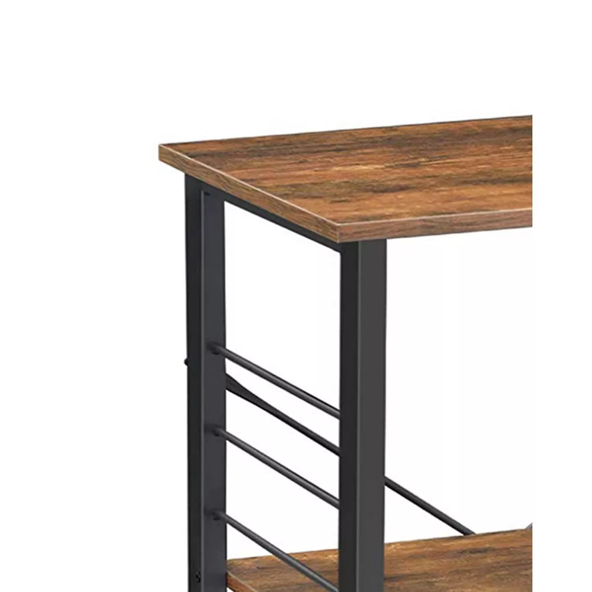3 Tier Wood and Metal Kitchen Cart with Casters Brown/Black - Benzara