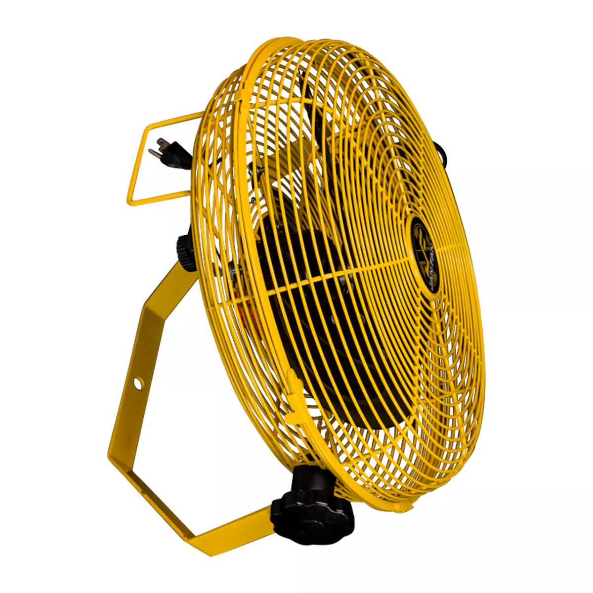 Jan Fan 12 Inch 3 Speed Adjustable Industrial Workstation Floor Tabletop Wall Mount Jan Fan with Carry Handle, Stand, and Mounting Bracket, Yellow