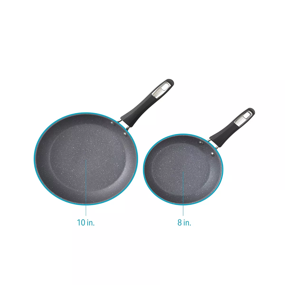 Bialetti 7556 Impact Covered Nonstick Heavy Gauge Aluminum Oven Safe 8 and 10 Inch Frying Pan Kitchen Set with Silicone Handles, 2 Pack, Gray
