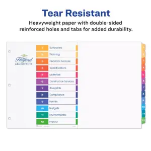 Avery Ready Index Customizable Table of Contents Multicolor Dividers 12-Tab 11 x 17 11149