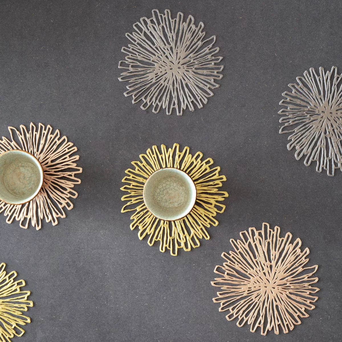 6pk Bloom Pressed Coasters Pink - Chilewich