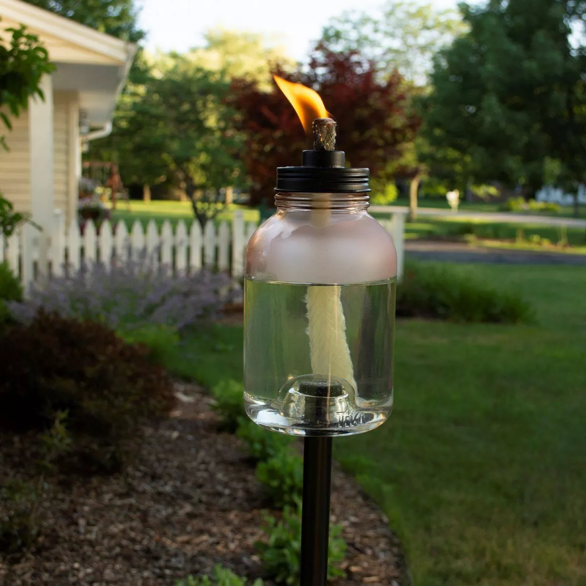 Frosted Glass Jar StepNStall Outdoor Torch - TIKI
