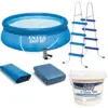 Intex 15' x 48" Inflatable Easy Set Above Ground Bundle with Pool Pump & Ladder and Pool Care 3 Inch Chlorine Tabs, 25 Pounds