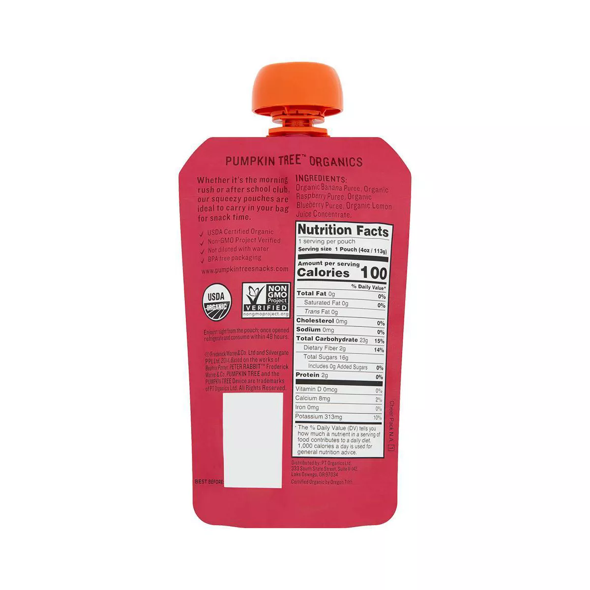 Peter Rabbit Organics Banana Raspberry & Blueberry Baby Food Pouch - 4oz