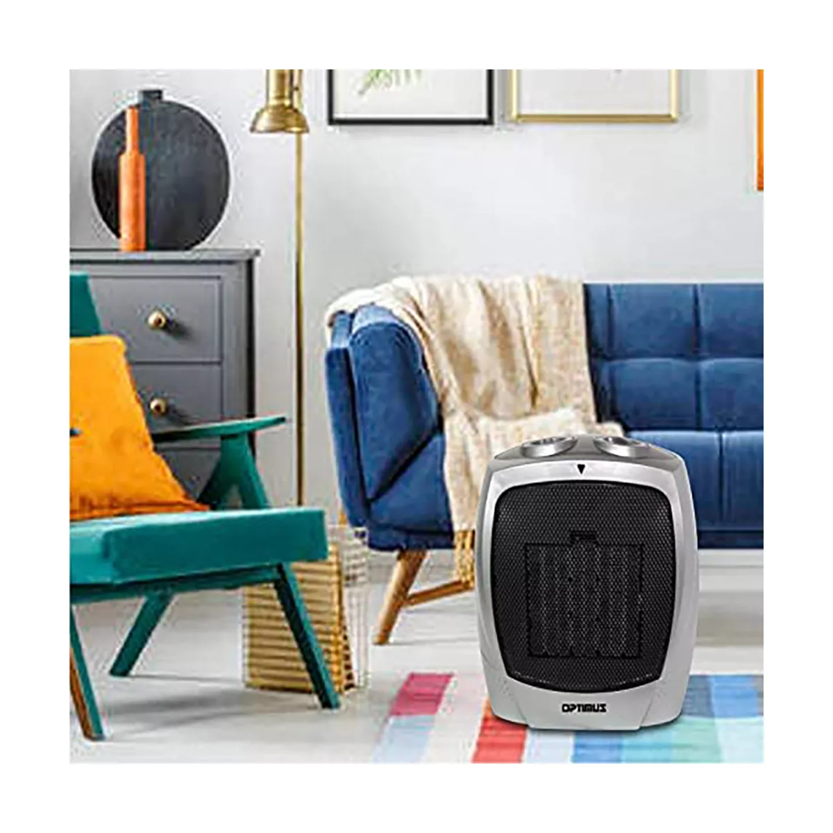 Optimus H-7004 Portable Electric Ceramic Room Heater with Automatic Thermostat Control and Fan Function for Indoor Home Space Heating