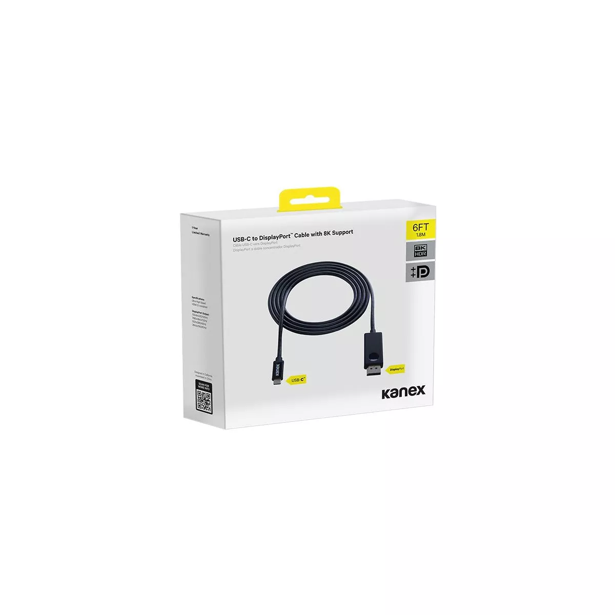 Kanex USB-C to DisplayPort Cable with 8K Support, 6 Feet