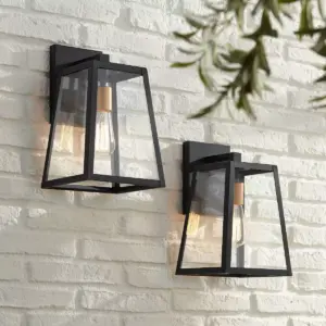 John Timberland Modern Outdoor Wall Light Fixtures Set of 2 Mystic Black Gold 13