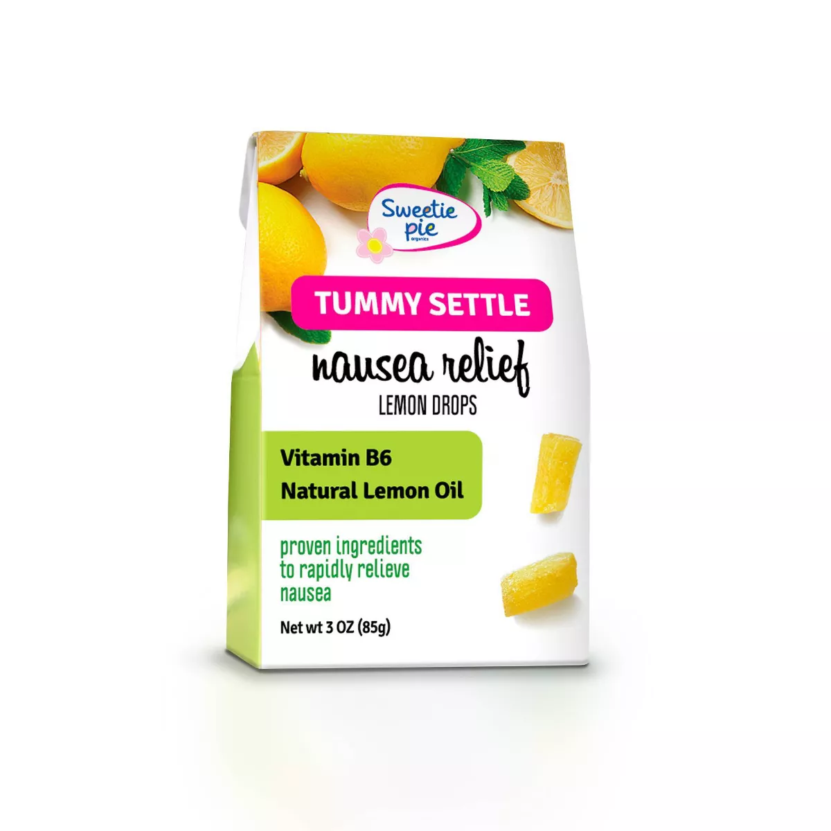 Sweetie Pie Organics Tummy Settle Nausea Relief Lemon Drops - 4pk