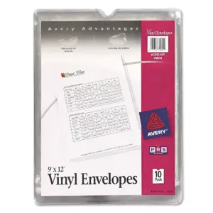 Avery Top-Load Clear Vinyl Envelopes w/Thumb Notch 9 x 12 Clear 10/Pack 74804