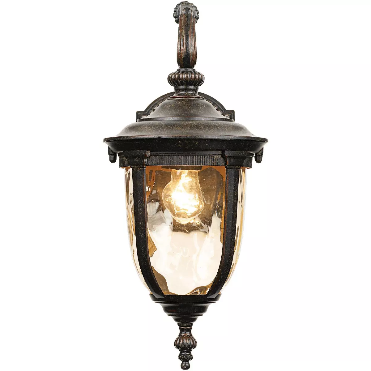 John Timberland Outdoor Wall Light Fixture Bronze 16 1/2" Hammered Glass Sconce for House Deck Patio Porch