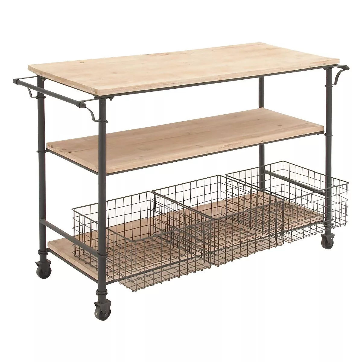 Metal and Wood Rolling Utility Cart Brown - Olivia & May