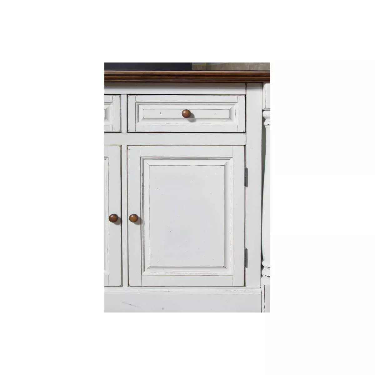 Monarch Kitchen Island and Two Stools Antique White - Home Styles