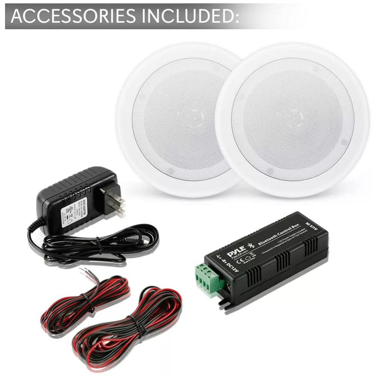 Pyle PDICBT852RD 8 Inch 250 Watt Bluetooth In Ceiling Wall 2 Way Flush Mount Home Indoor Stereo Speakers System, (4 Speakers)