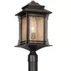 Franklin Iron Works Rustic Outdoor Post Light Walnut Bronze Vintage 21 1/2" Frosted Cream Glass Lantern for Exterior Garden Yard