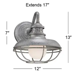 Franklin Iron Works Farmhouse Barn Light Fixture Galvanized Steel Open Cage 13