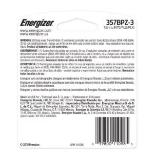 Energizer 3pk 357/303 Batteries Silver Oxide Button Battery