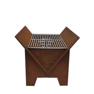 Mont Alpi MAFP 20 Inch Pre-Rusted Style Outdoor Strong and Durable Steel Flat Packed Wood Burning Portable Fire Pit With Stainless Steel Cooking Grid