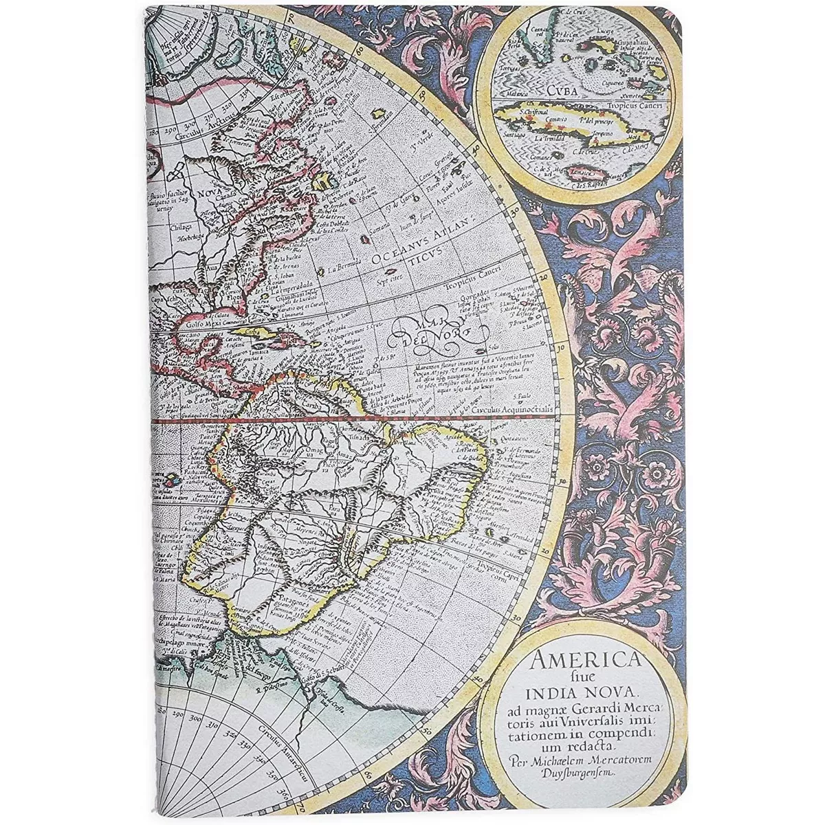 The Gifted Stationary 6-Pack A5 Antique Map Travel Pocket Softcover Journal Lined Notebook, 8.25