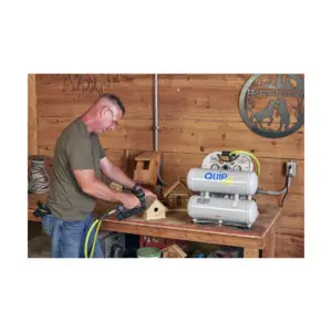 Quipall 4-1-SILTWN-AL Ultra Quiet 1 HP 4.6 Gallon Oil-Free Twin Stack Air Compressor