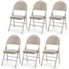 Costway 6 Pack Folding Chairs Portable Padded Office Kitchen Dining Chairs Beige