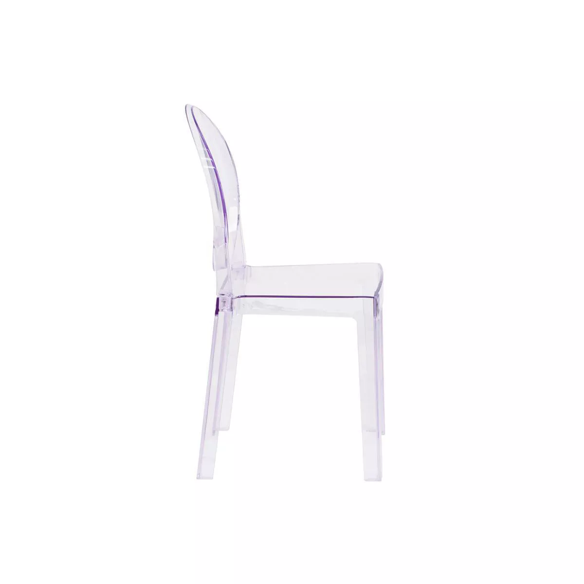 Riverstone Furniture Collection Leather Oval Back Ghost Chair Transparent Crystal