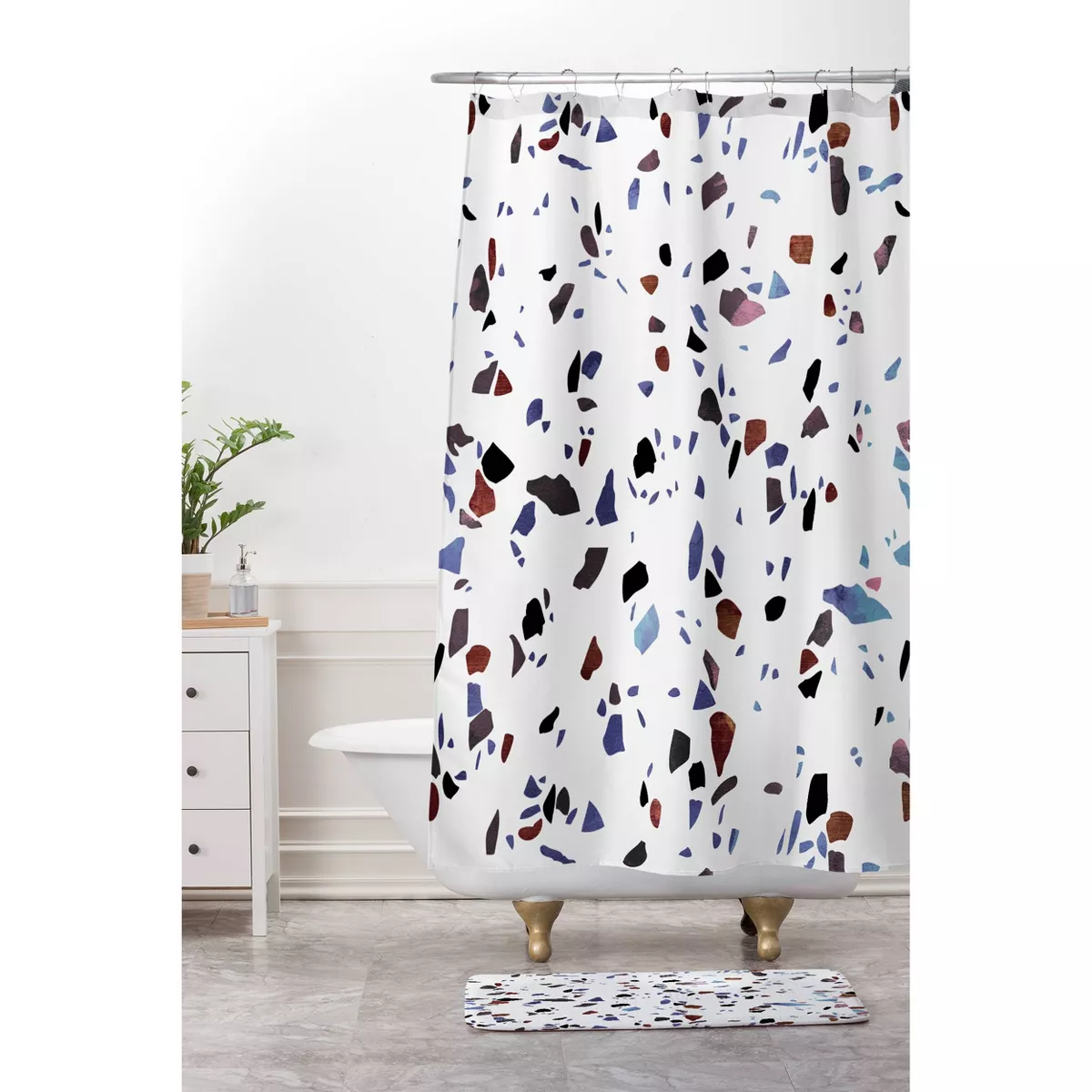 Emanuela Carratoni Autumnal Terrazzo Texture Shower Curtain Blue - Deny Designs