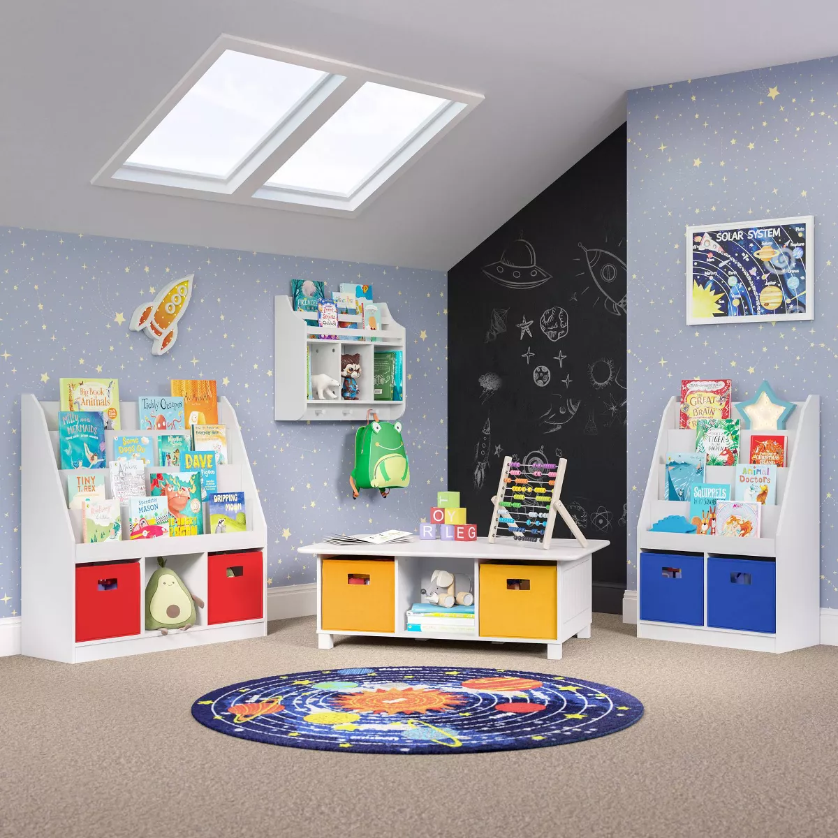 Book Nook Kids' Wall Shelf with Cubbies and Book Rack - RiverRidge