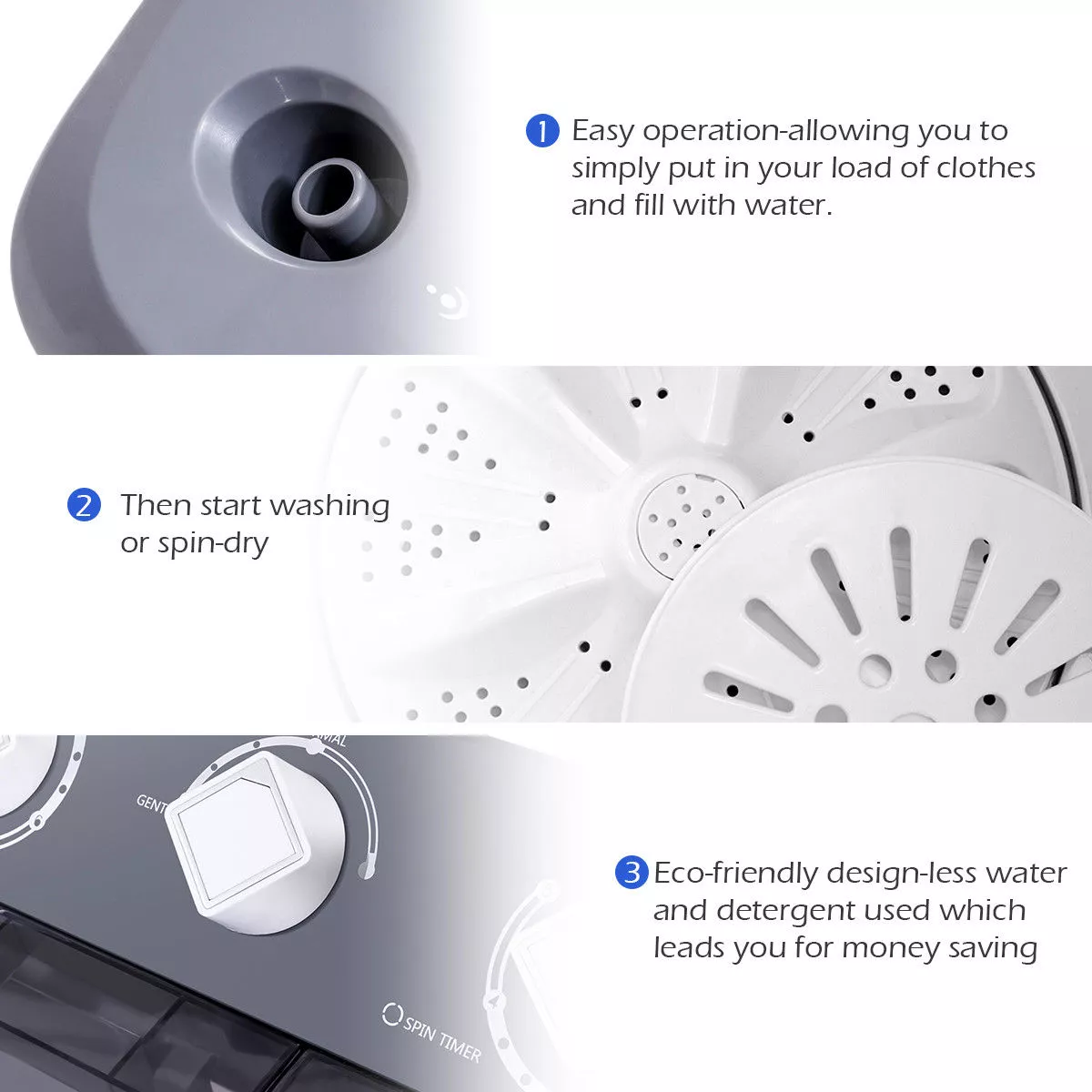 Costway Portable Mini Compact Twin Tub 20Lbs Total Washing Machine Washer Spain spinner