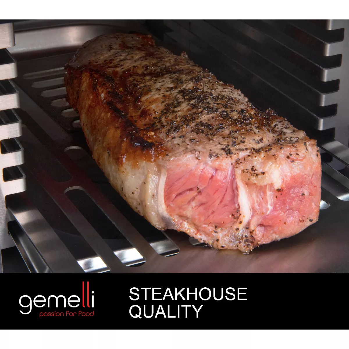 Gemelli Gourmet Steak Grille (1600 Watt), Infrared Superheating Up to 1560 Degrees, Electric Grill (Black)